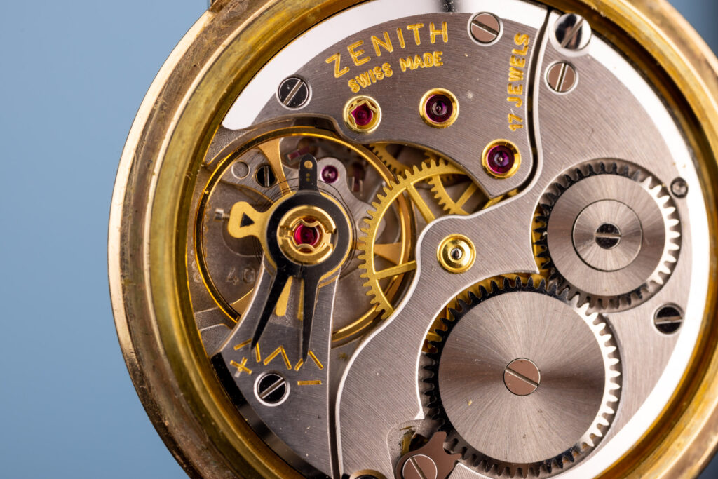 Close up of a watch mechanism product photography